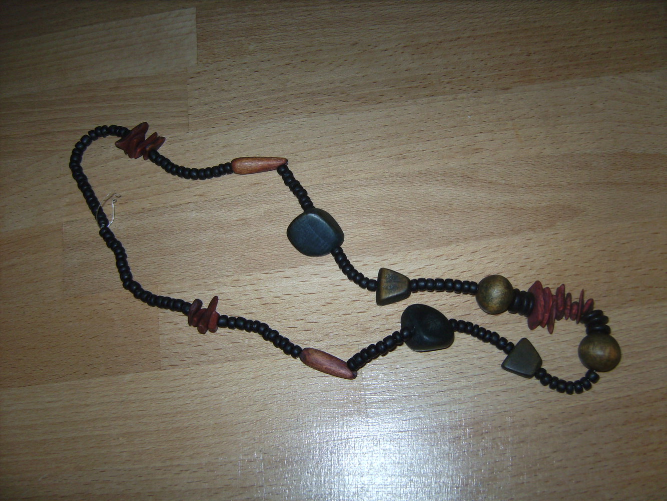 Kette Fred Feuerstein, Holzkette Steinoptik, African Look, Rostbraun an Sammelbesteller zu Verschenken