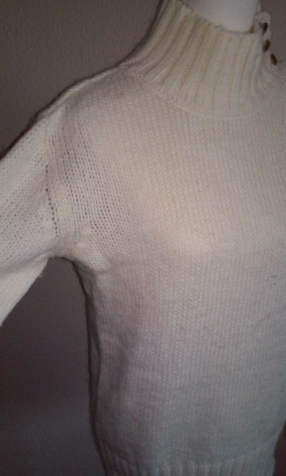 Rollkragenpullover Pullover Rolli Pulli mit großen Bündchen  mit Wolle/Alpaka in wollweiß