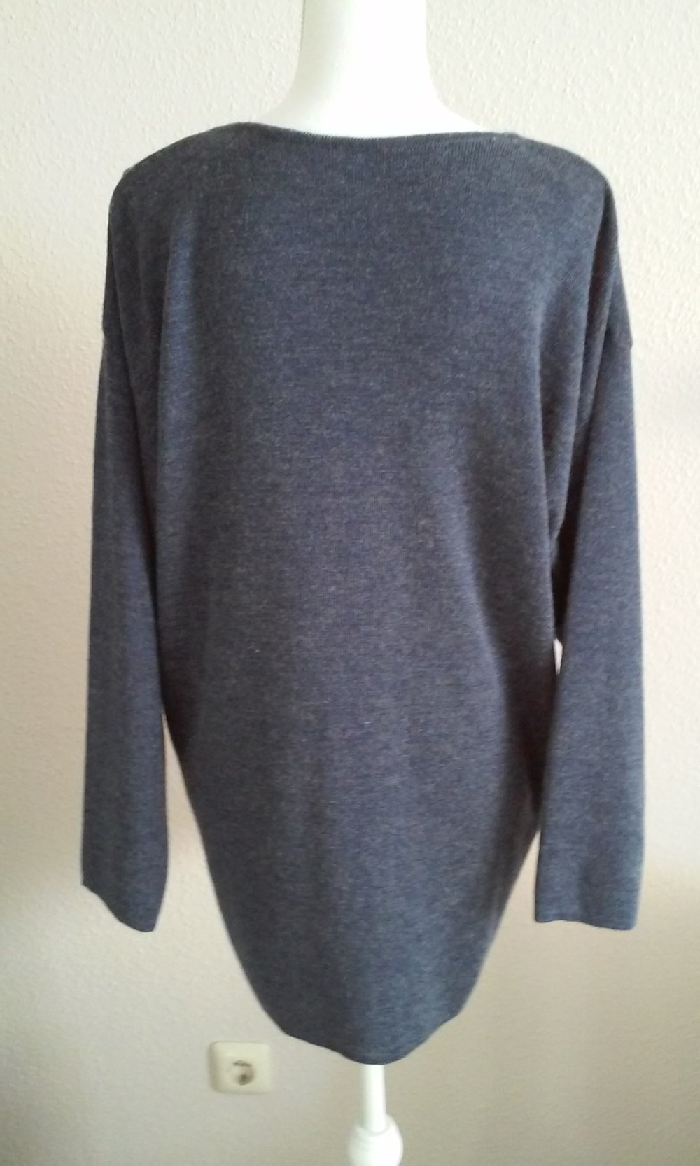  Sweater Sommer Pullover Pulli Wollpulli marine/Jeansoptik, langärmlig, Rundhals