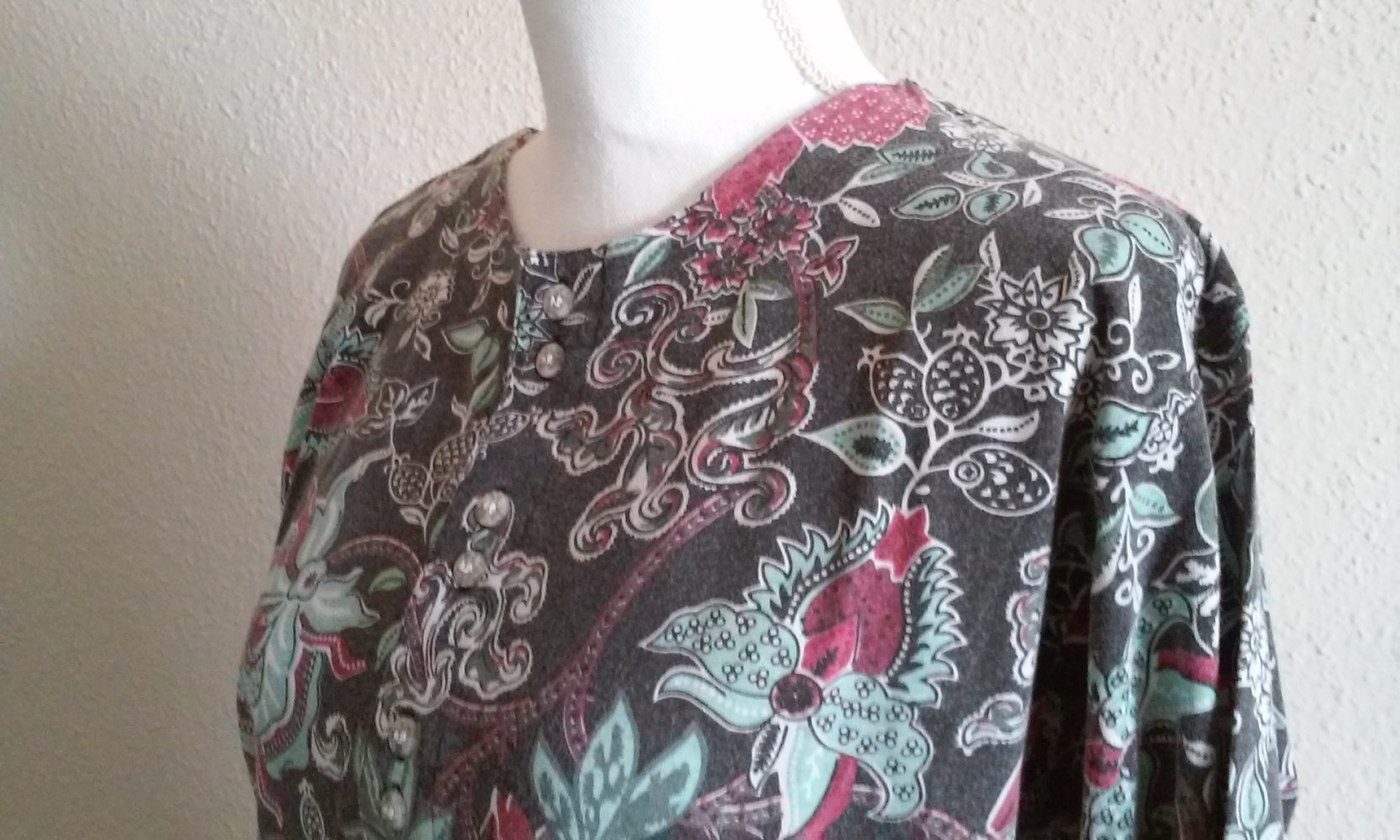  Damen Shirt Langarm T-Shirt Longshirt Rundhals Ausschnitt Knopfleiste