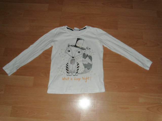 Langarmshirt von Yigga, weiß mit Motiv, Gr. 134/140