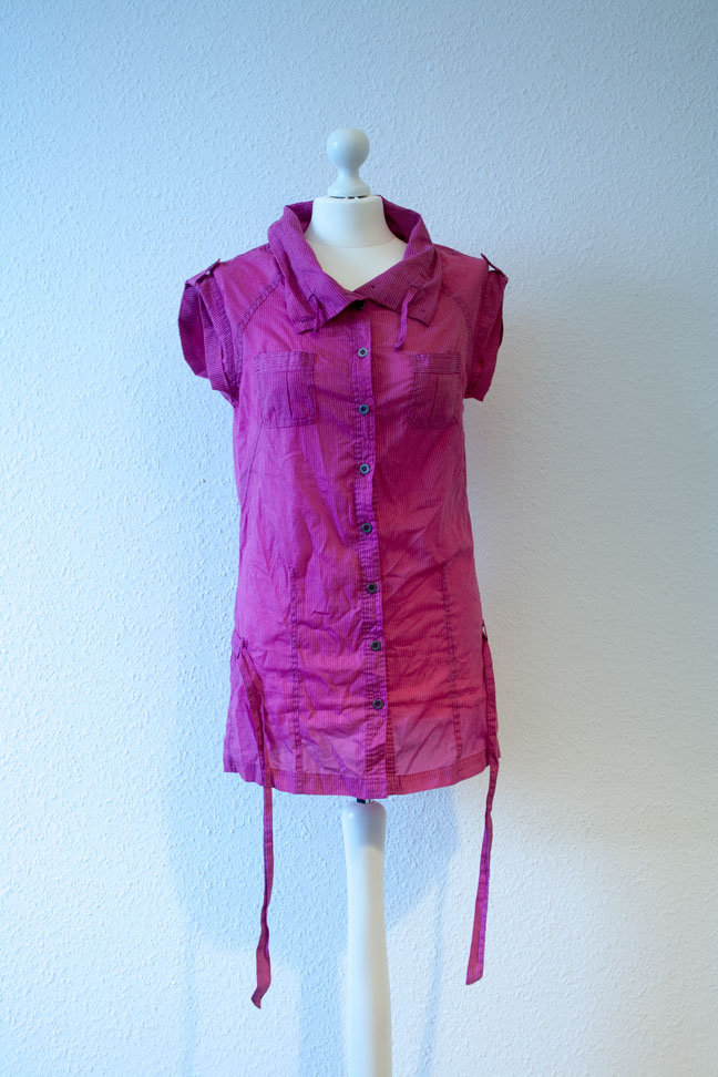 Lange Bluse rosa, mit Nadelstreifen