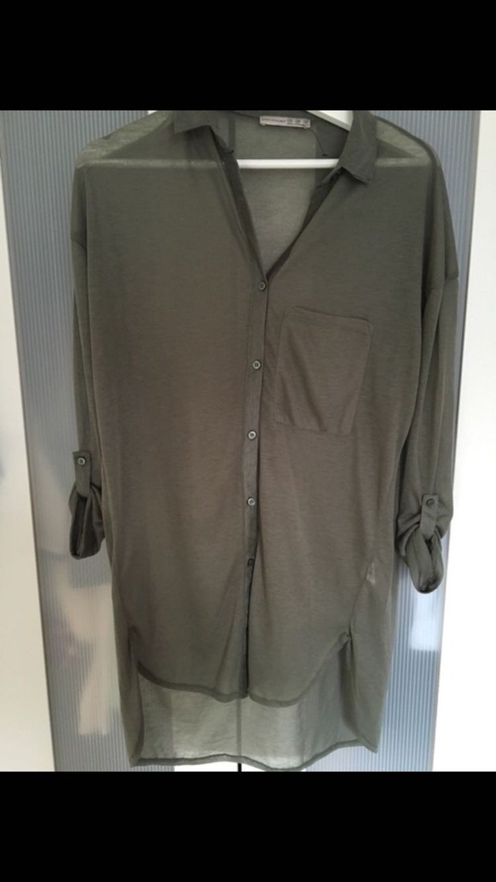 Bluse lang Khaki 
