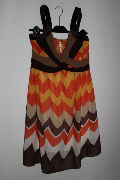 MISS POSH Chiffon Cocktail-Kleid, creme beige orange braun