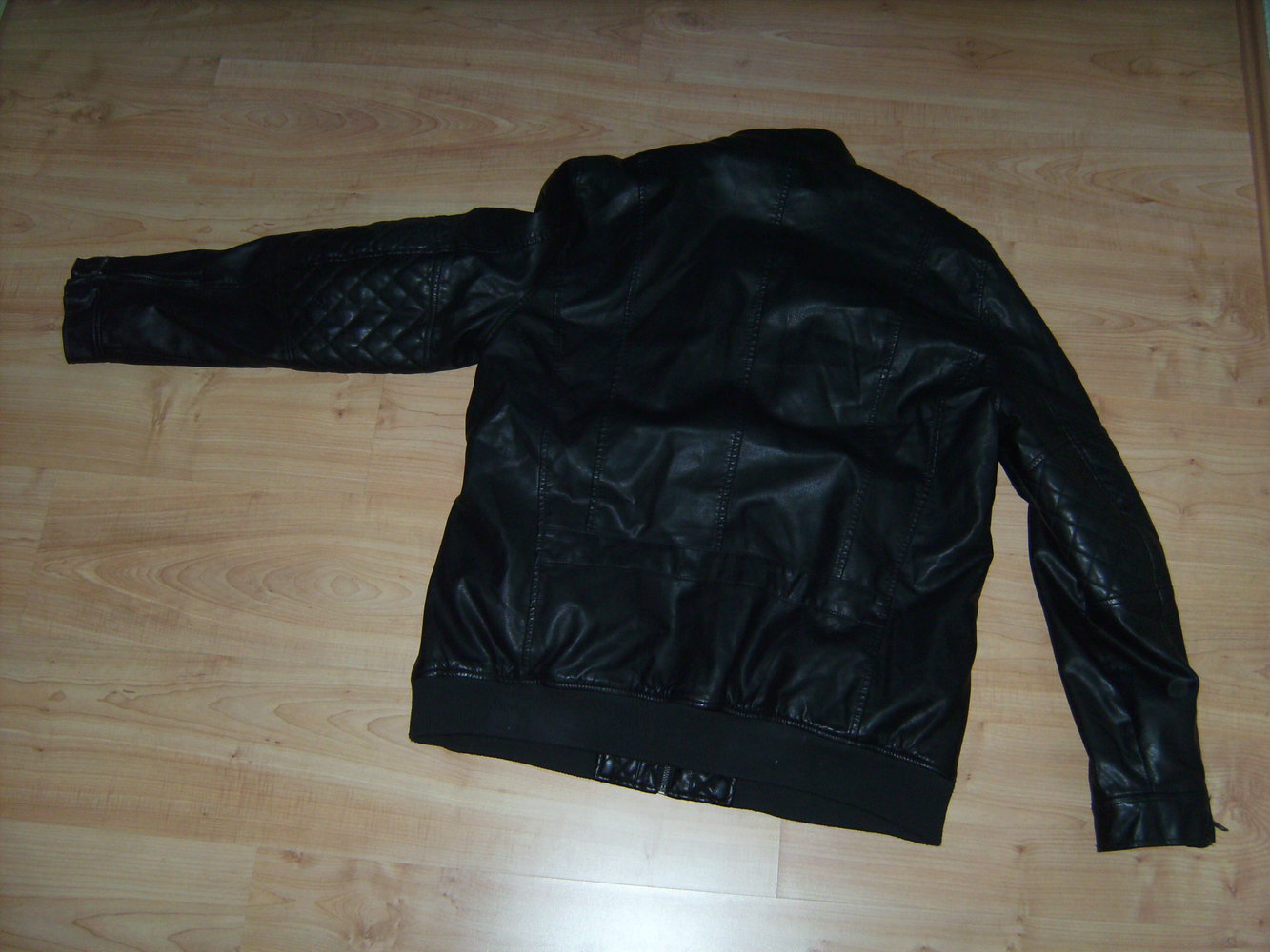 *** Jacke New Yorker, Biker-Look, XL, schwarz, Kunstleder, Stylische Herrenjacke Steppnaht Bomber Jacke Sportiv