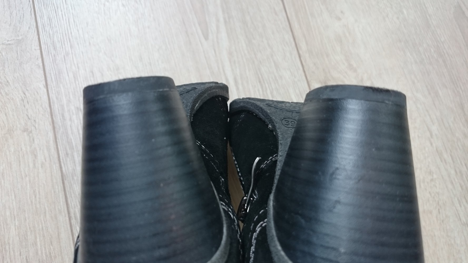 Leder Absatz Stiefelette mit Fell