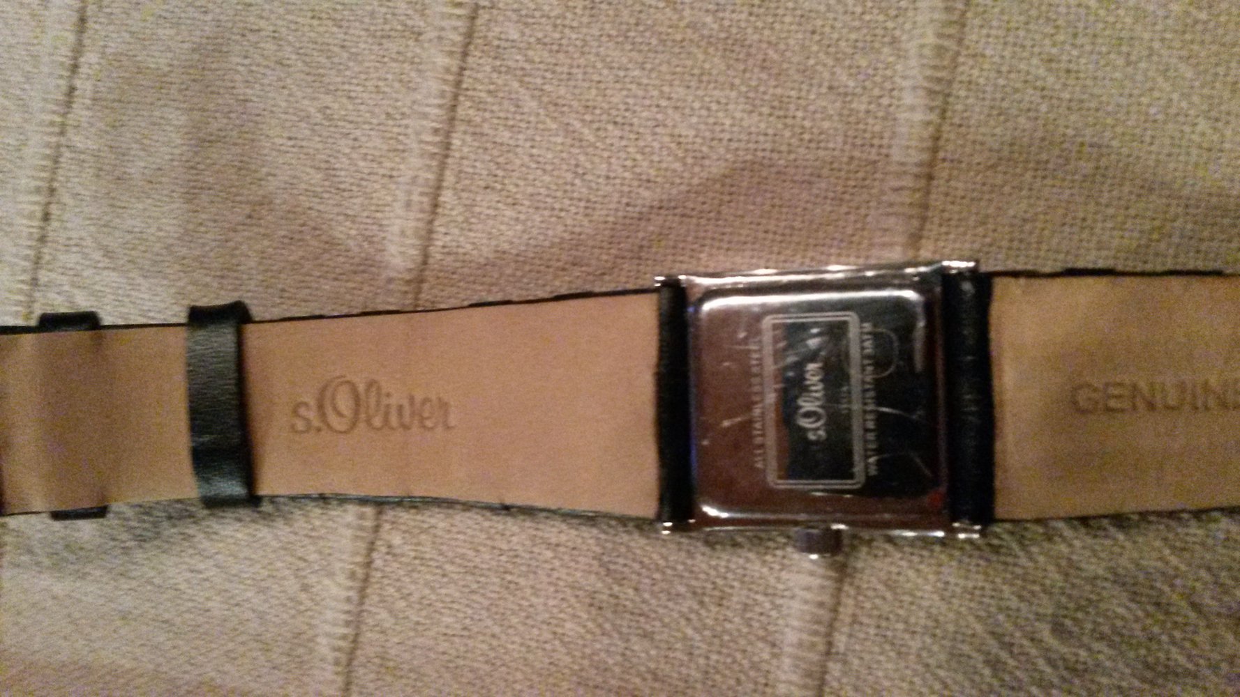 S.Oliver uhr, echtleder m. nieten u. etui