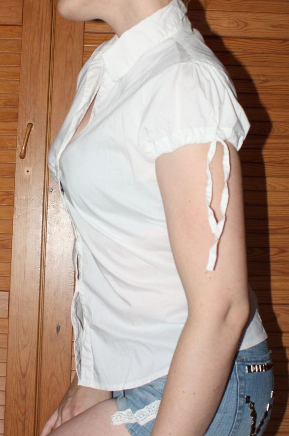Weiße Bluse, Puffärmelchen, Amisu, Gr. 34