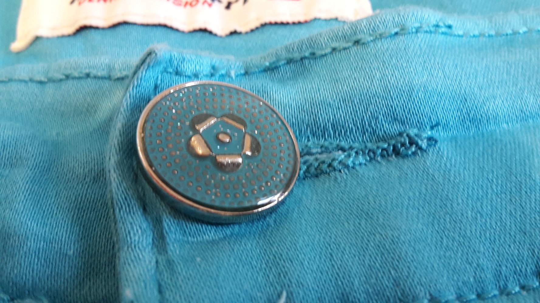 GR.42/l petrol blau Hose Sommer 7/8 chic Details frisch türkis