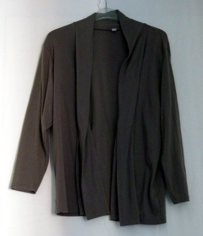 Cardigan Jacke, grau mit Tigerprint, Goa Festival Hippie Mori Boho Lagenlook 