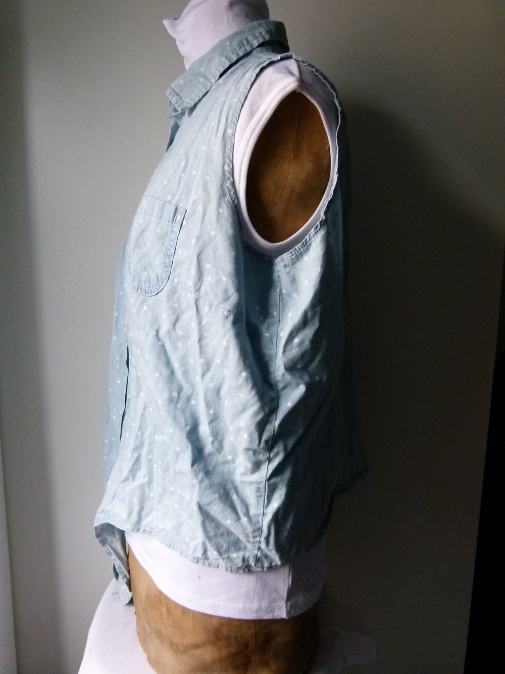 Jeans Wickeltop Bluse mit Sternchen, hellblau weiß, Boho Festival Goa Mori Sommer