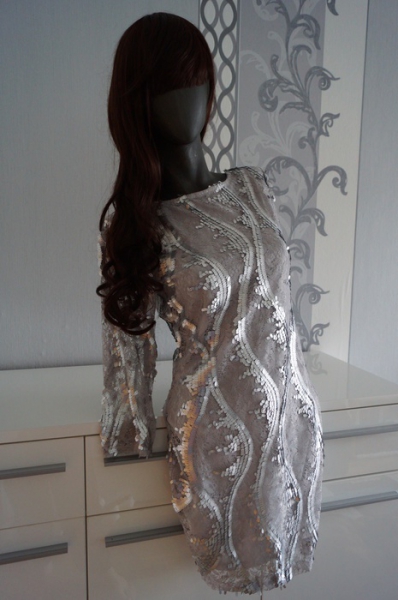 Elegantes Silber besondere Anlässe Kleid Neu von Rubber Ducky aus USA California M 38 