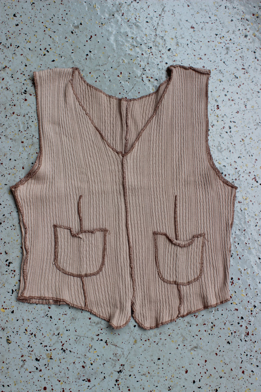  NEU! Muster-Feinripp Crop-Top Boho nude/braun