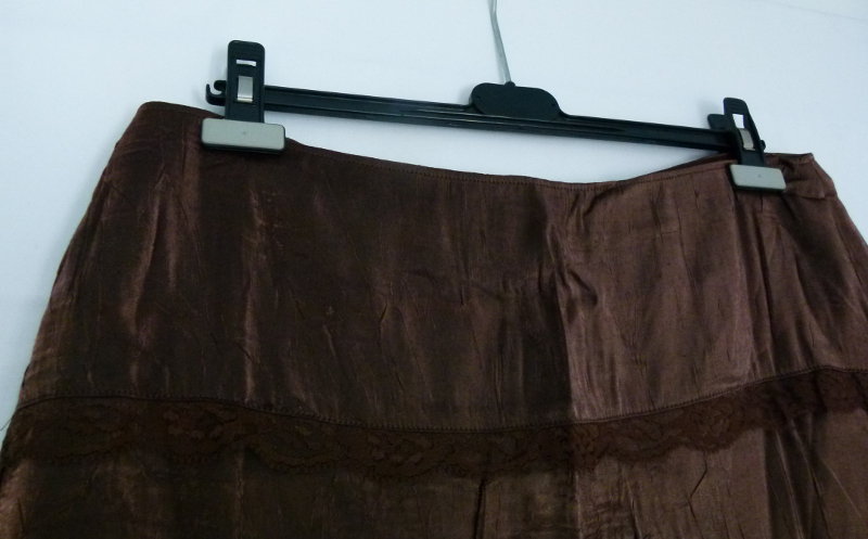 Stufen Rock aus Satin mit Spitze, braun, Mori Boho Lagenlook Goa Festival Larp Steampunk