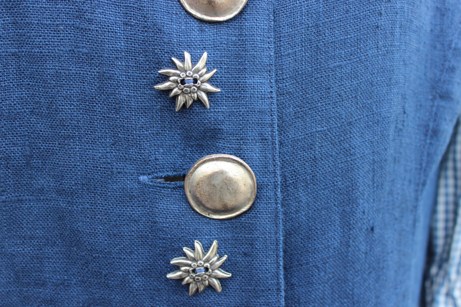 dunkelblau weißes kleinkariertes Vintagekleid, Dirndl?, Land Haus, Größe 42