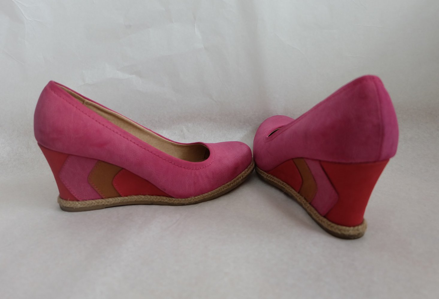 Damen Schuhe Wedges mit Keilabsatz im Espadrilles-Look in Pink