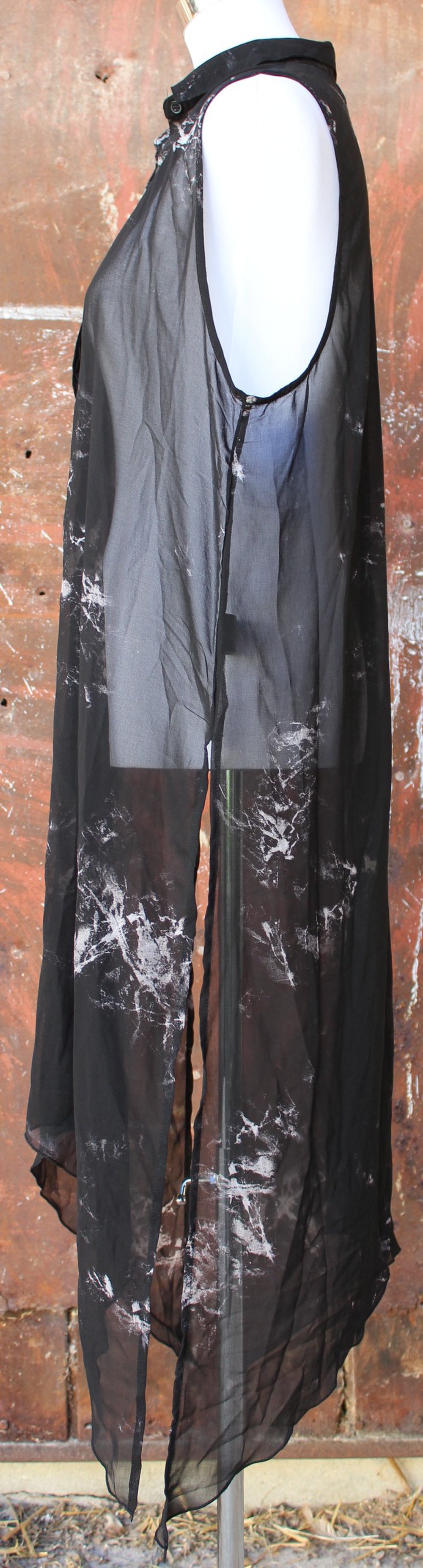 schwarze lange geschlitzte Bluse, H&M Divided Grey, Größe 36