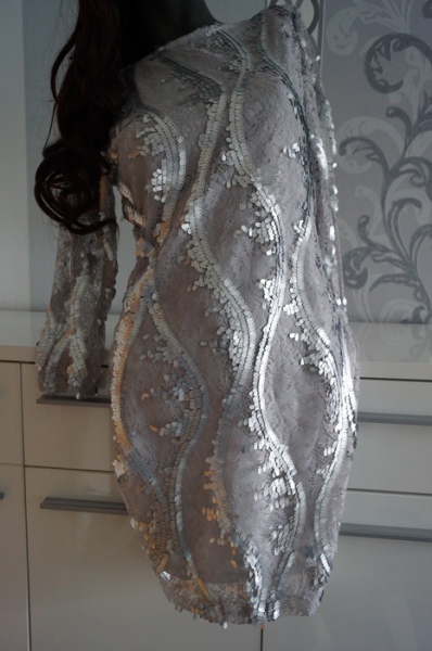 Elegantes Silber besondere Anlässe Kleid Neu von Rubber Ducky aus USA California M 38 