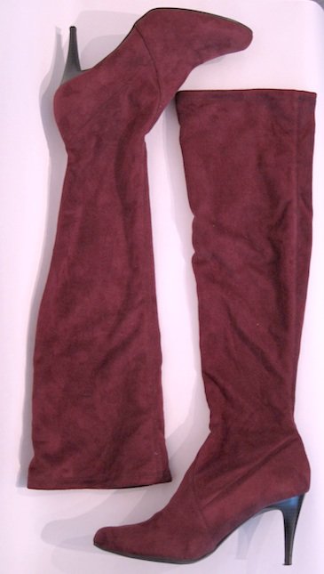 Sexy High Heels Stiefel mit weichem Stretchschaft in Textil, rotbraun, Gr. 41 gebraucht