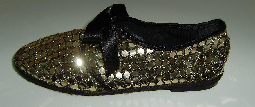 Schwarze Espadrilles zum Schnüren mit Pailletten in Gold Gr. 39