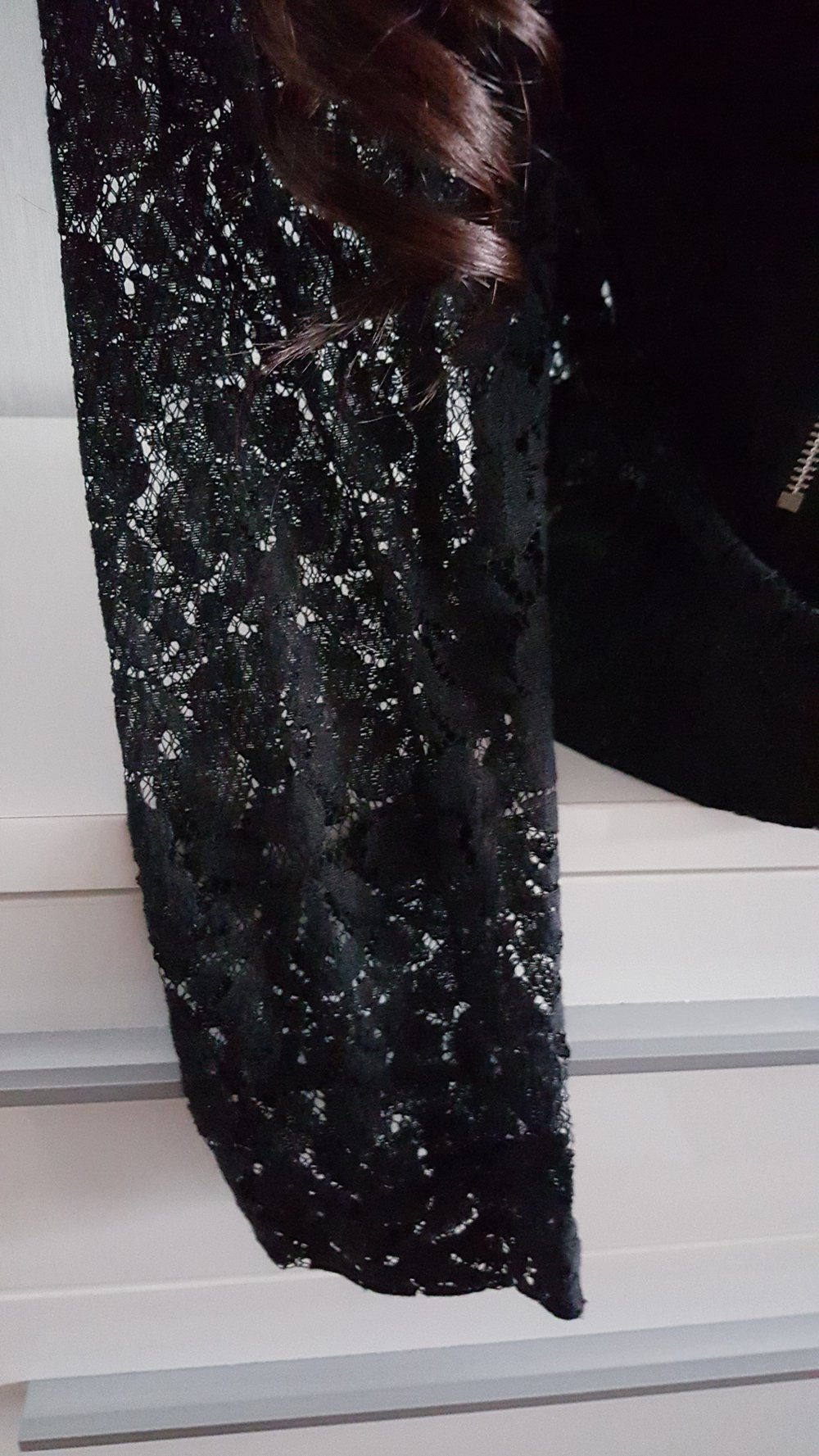 Spitzen Jacke Jäckchen Schwarz Biker Look silber Reißverschluss XL auch L 40 42