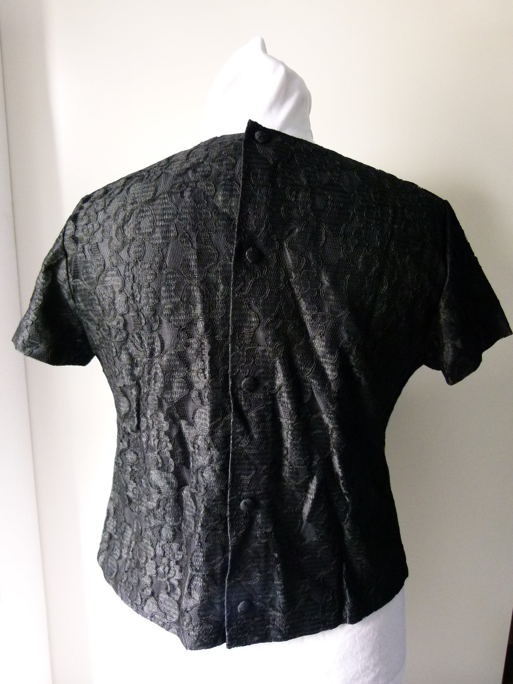 Spitzen Blusen Shirt, schwarz, aus den 60ern, True Vintage Retro Gothic Granny Mori Hippie Festlich Rockabilly