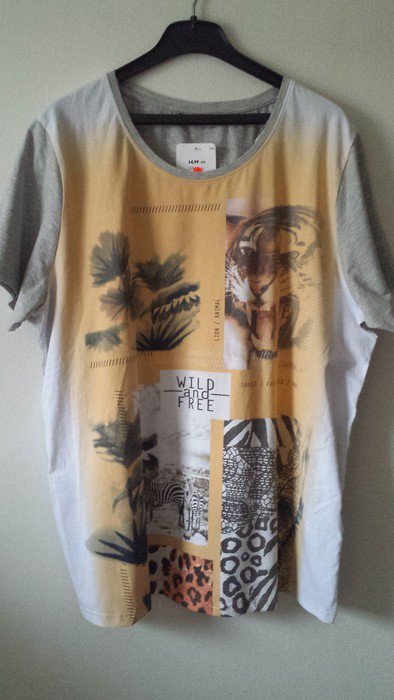 Neu, Shirt Safari-Look, 46/48, grau-orange