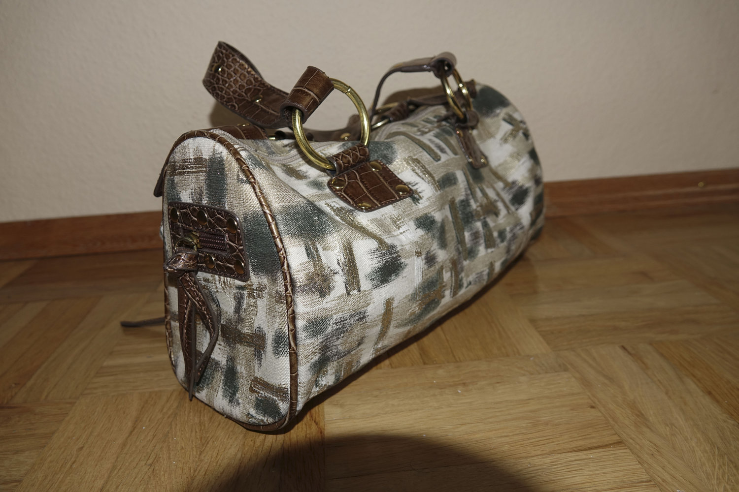 Trendige Handtasche Gold/Beige/Kaki NEU