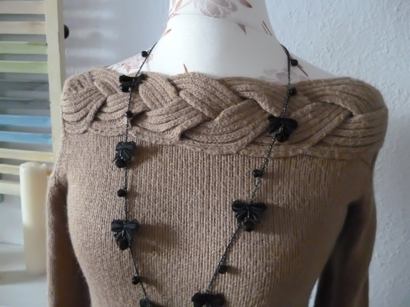 Pullover Flechtdekolltee 38/40