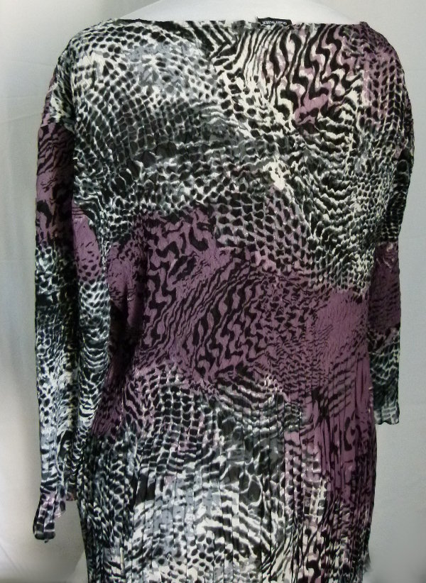 Chiffon Sommer Tunika, violett schwarz, mit Applikation, Boho Lagenlook Goa Festival Mori
