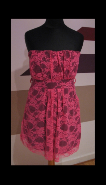 Pink Top Gr. 38 / M Dress Blume Spitze trägerlos Tube Top Oberteil von Fishbone