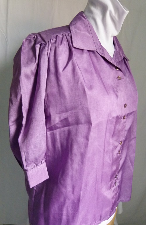 Vintage Bluse mit Puffärmeln, flieder lila, maßgeschneidert, Boho Goa Festival Hippie Elfen Sommer Landleben Lagenlook Cottagecore