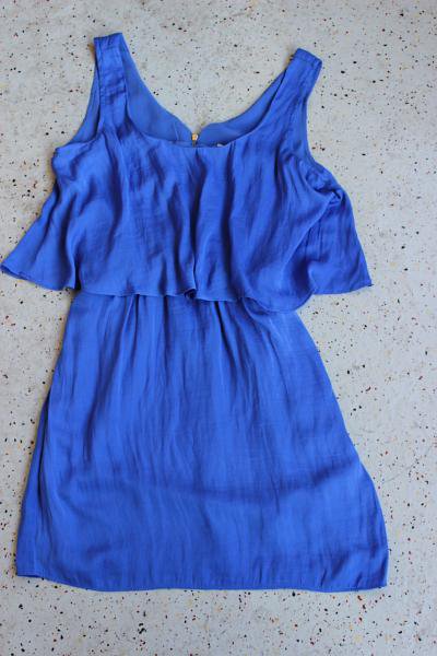 BERSHKA Satin Lagen-Kleid classic blue