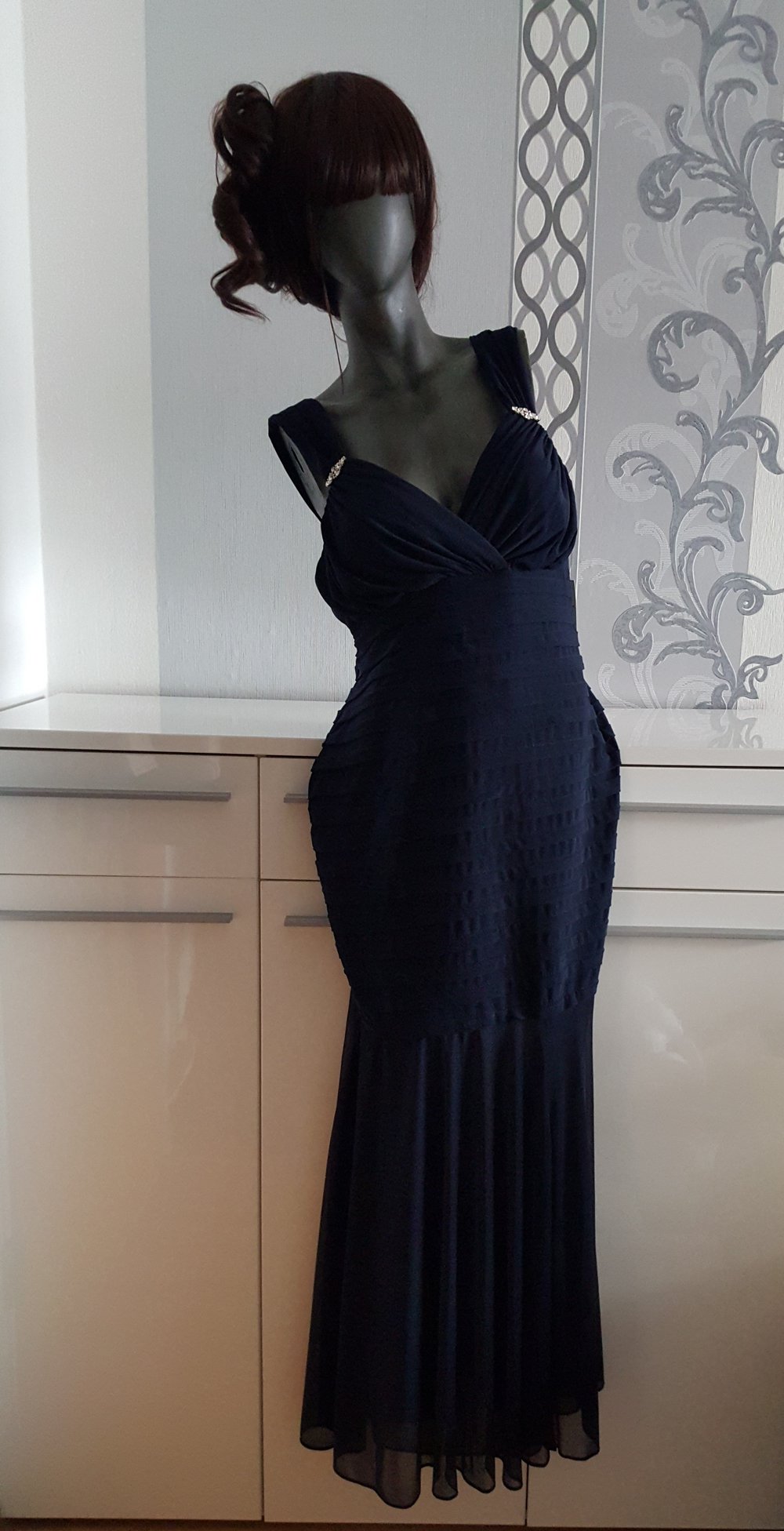 Elegantes Abendkleid Meerjungfrau Stil Hochzeit besondere Anlässe Strass ausgez. 16 44 XL Neu