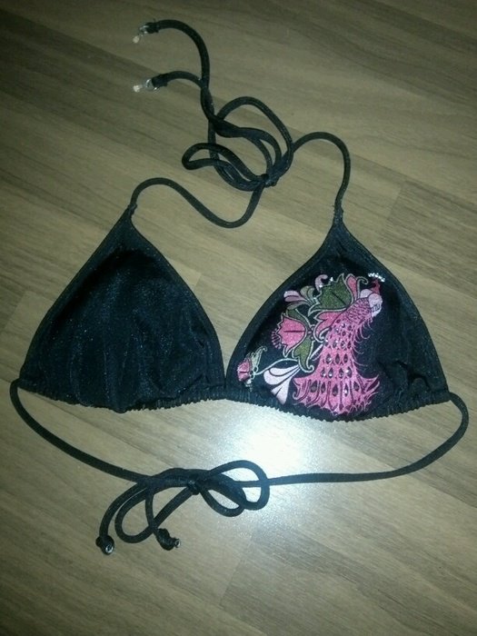 Schwarzes Bikinioberteil mit Print von H&M