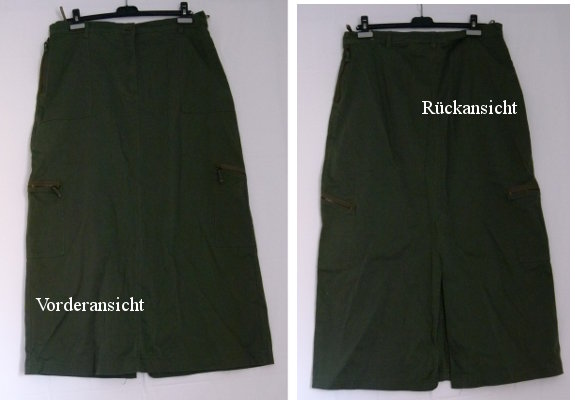 Zweiteiler Rock und Jacke im Army-Look, dunkelgrün oliv waldgrün, Boho Mori Lagenlook