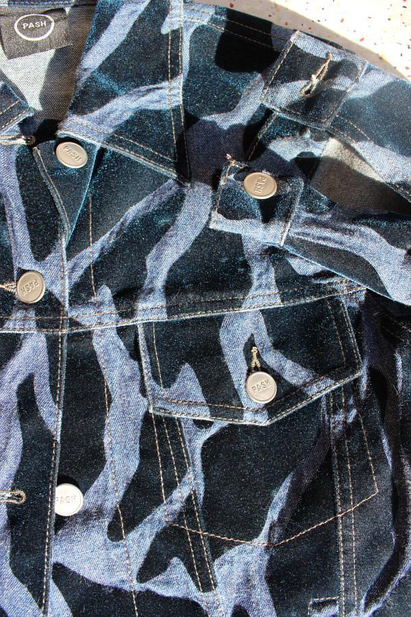 Neu! PASH Vintage 00-er Samt Cropped Jeansjacke kurz blau
