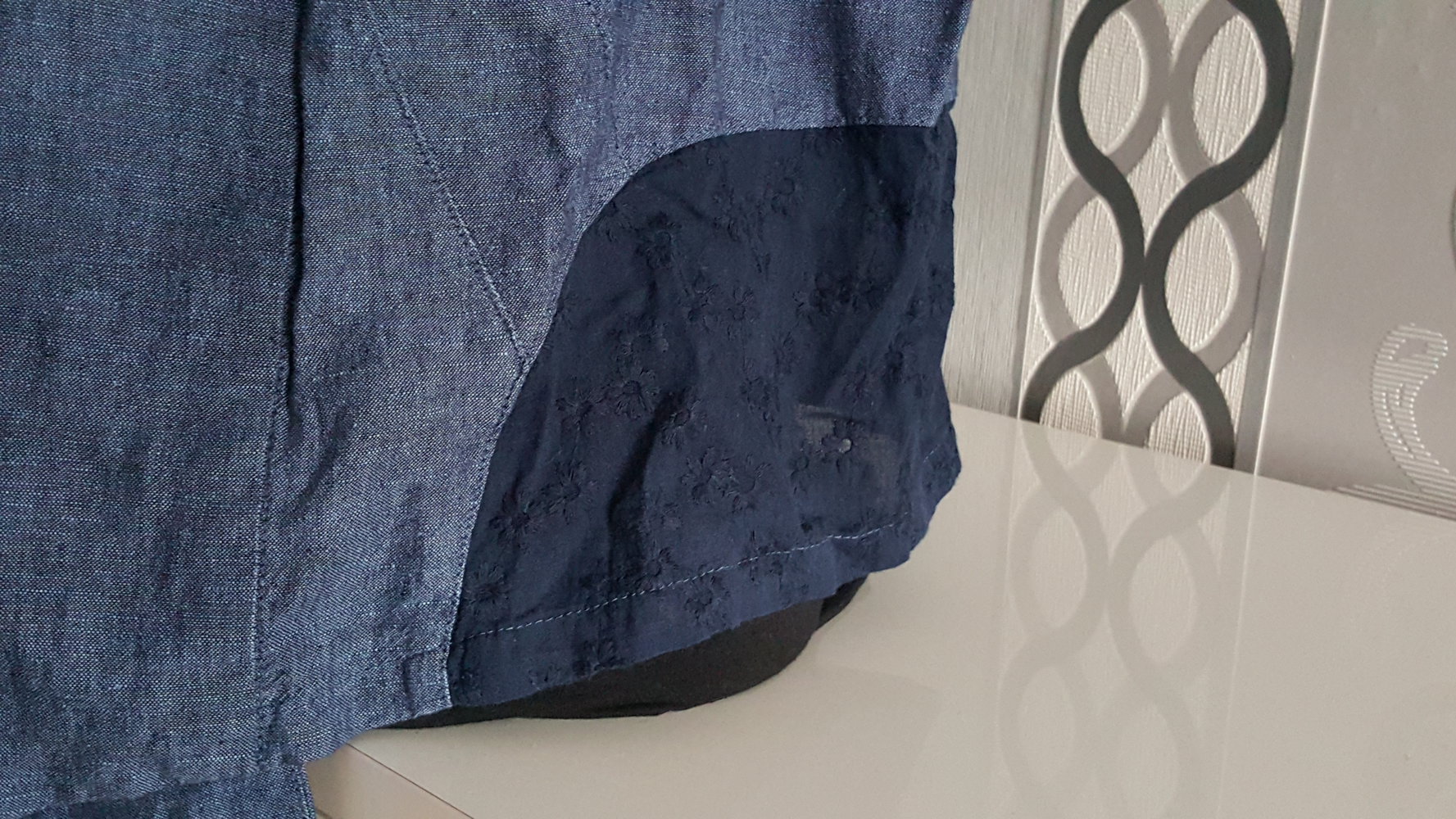 Jeans Weste blau mit Spitzen ausgez. XL - 42 44 evtl. 46