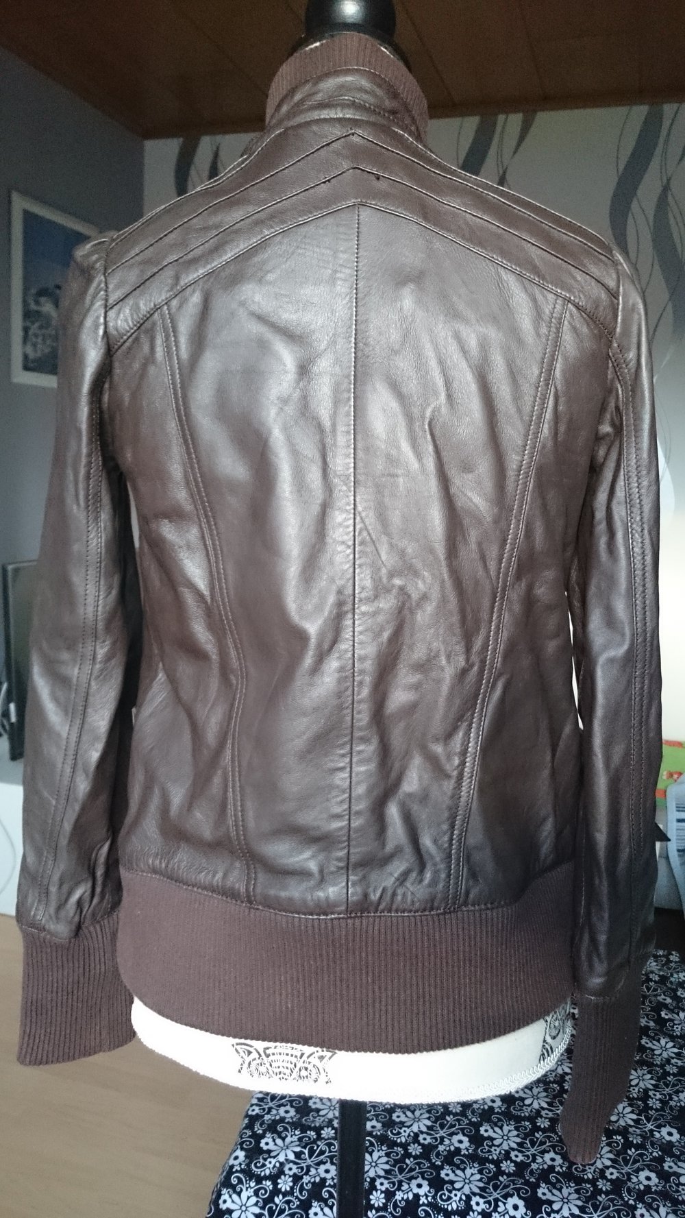 dunkelbraune Lederjacke Bikerjacke