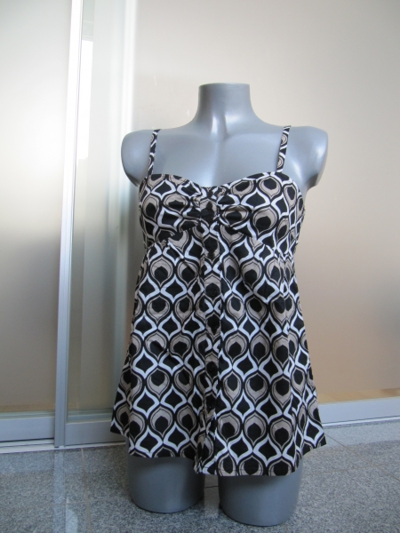 TUNIKA TOP ETHNO H&M SCHWARZ-BEIGE-WEISS NEU HIPPIE ETHNO AZTEKEN Gr.38