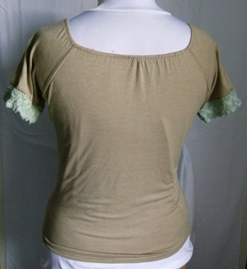 Shirt mit Häkelborte, oliv khaki pastellgrün, Boho Mori Lagenlook Goa Festival 
