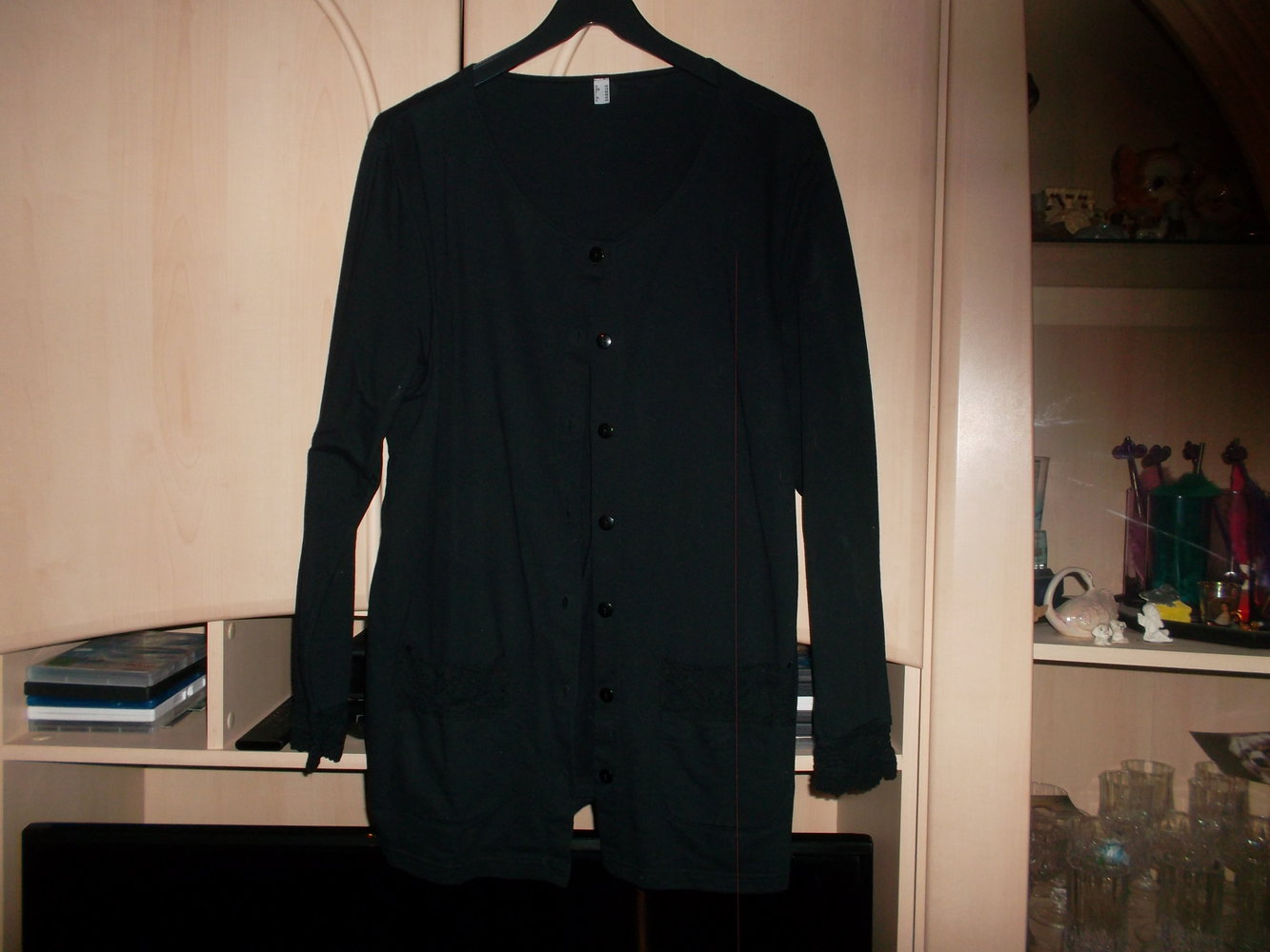 schwarze stoffjacke/bluse,grösse 42