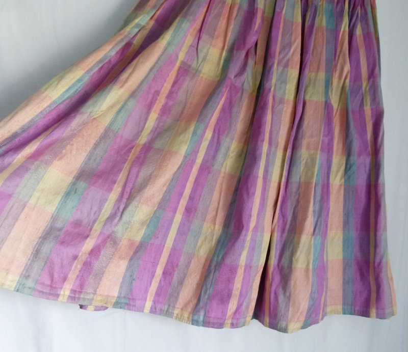 Langer Seiden Rock, pastellfarben, maßgeschneidertes Unikat, Boho Vintage Retro Goa Festival Hippie Landleben Lagenlook Cottagecore