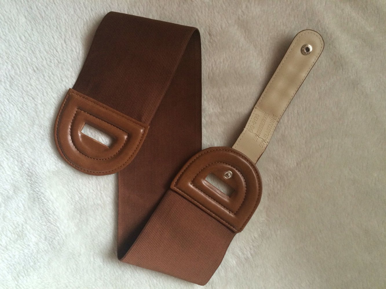 Breiter Taillengürtel Bauchgürtel cognac/braun Druckknopf-Verschluss stretch