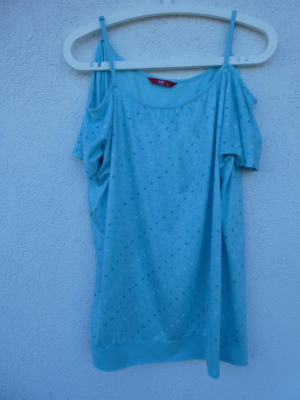 NEU - edc by Esprit – Damen T-Shirt, hellblau/türkis mit Sternen
