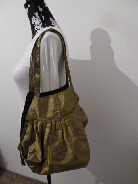 Tasche Beutel / Thailand / grün / auffällig / Glitzer / Stoff