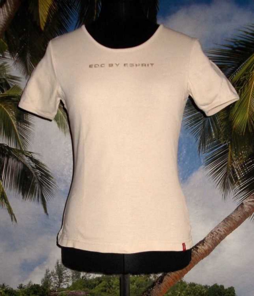 EDC by Esprit T-Shirt * Gr. S * beige * plastischer Schriftzug