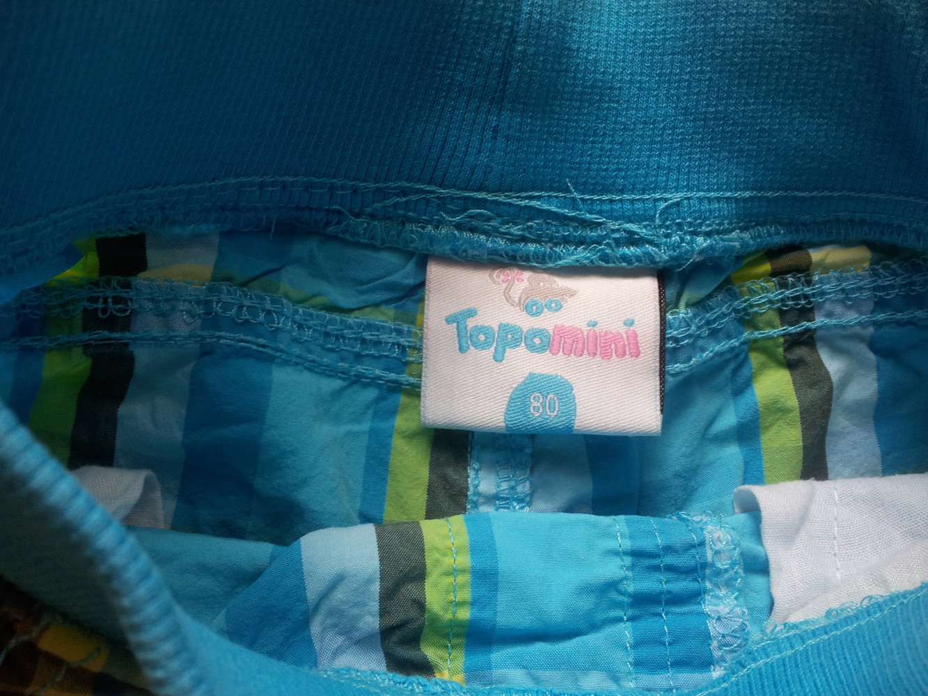 kurze Hose Shorts türkis grün weiß kariert Gr. 80