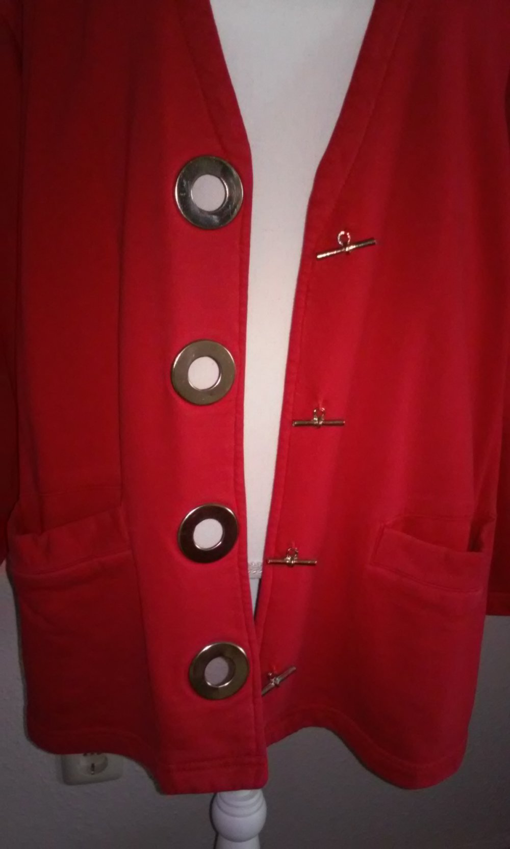 FlashLigths Marken - Jacke Cardigan innen angeraut Shirtjacke rot