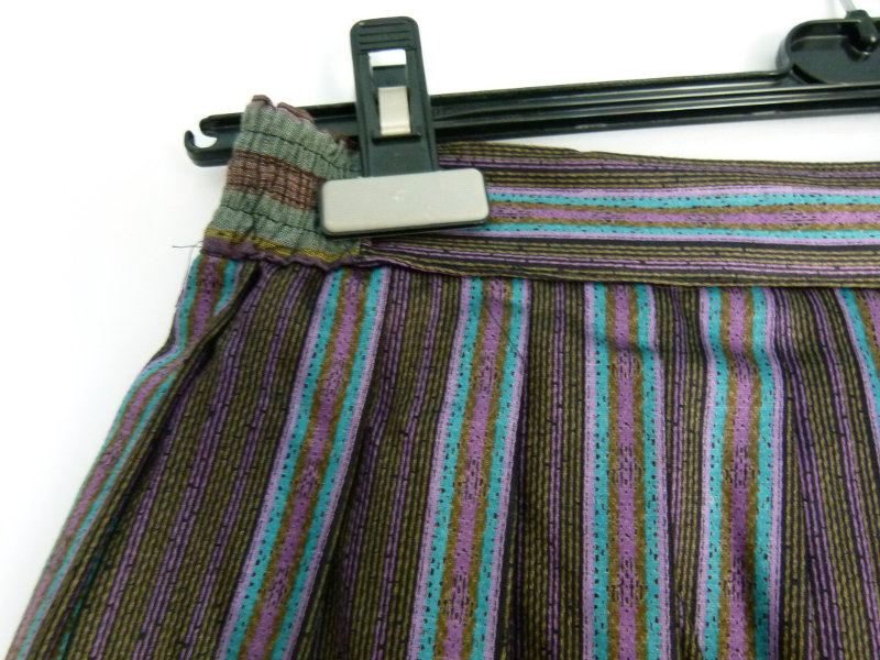 Langer Trachten Rock, lila schwarz petrol gestreift, Boho Gothic Hippie Landleben Folklore Retro Vintage